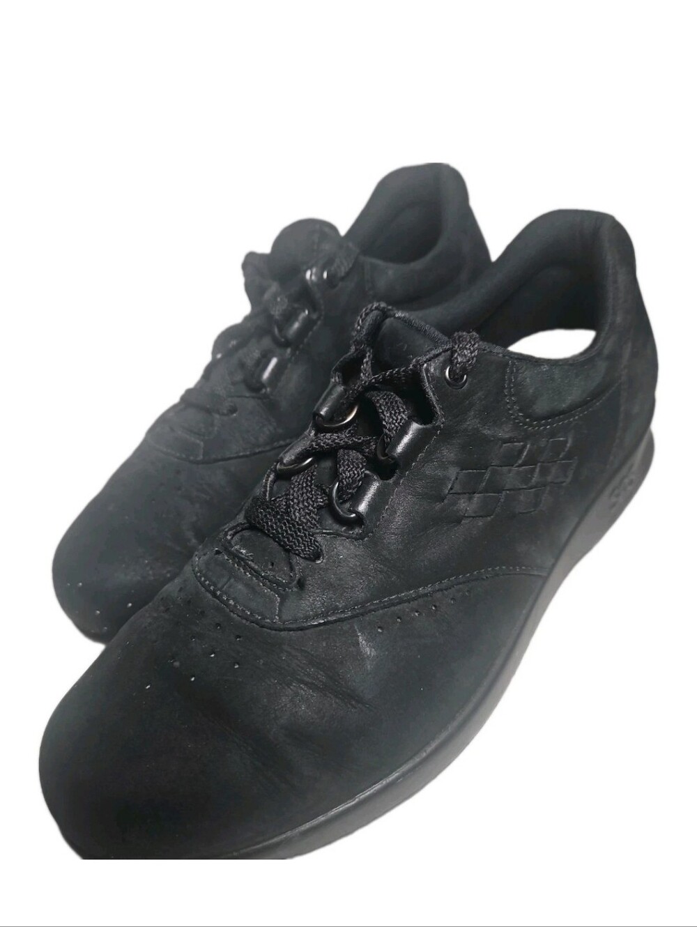 SAS Free Time Shoe Women Sz6.5M Black Nubuck Leather Tripad Comfort Walk Work[7E